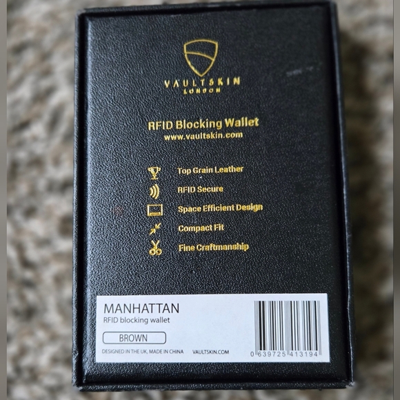 Vaultskin Manhattan ID Card Wallet Bifold RFID Blocking Brown - Picture 3 of 6